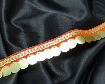 Orange Sequin Trim – Dancewear, Saree Border (30mm)