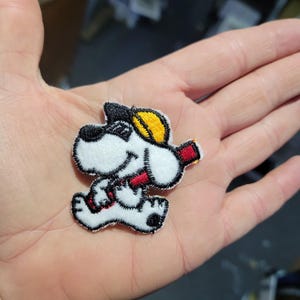 Baseball Puppy Embroidered Iron On Applique, Felt Patch (1 15/16" x 2")