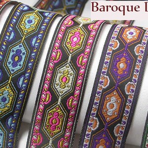 Jacquard Ribbon 1&quot; (25mm) Baroque Dalliance Colors 3 yards & up