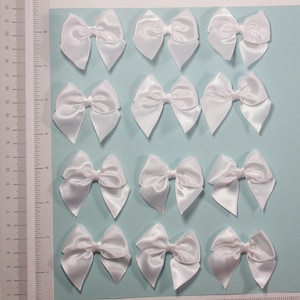 Bow White Satin Ribbon 2&quot; x 2&quot; (50mm x 50mm)  12 Pack