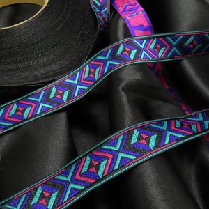Jacquard-Band 7/8" 22mm Azteken Lila Pink Aqua 5 Meter