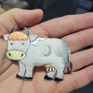 Iron On Patch Applique - Terry Cow  Measures 3" across x 2 1/8" high