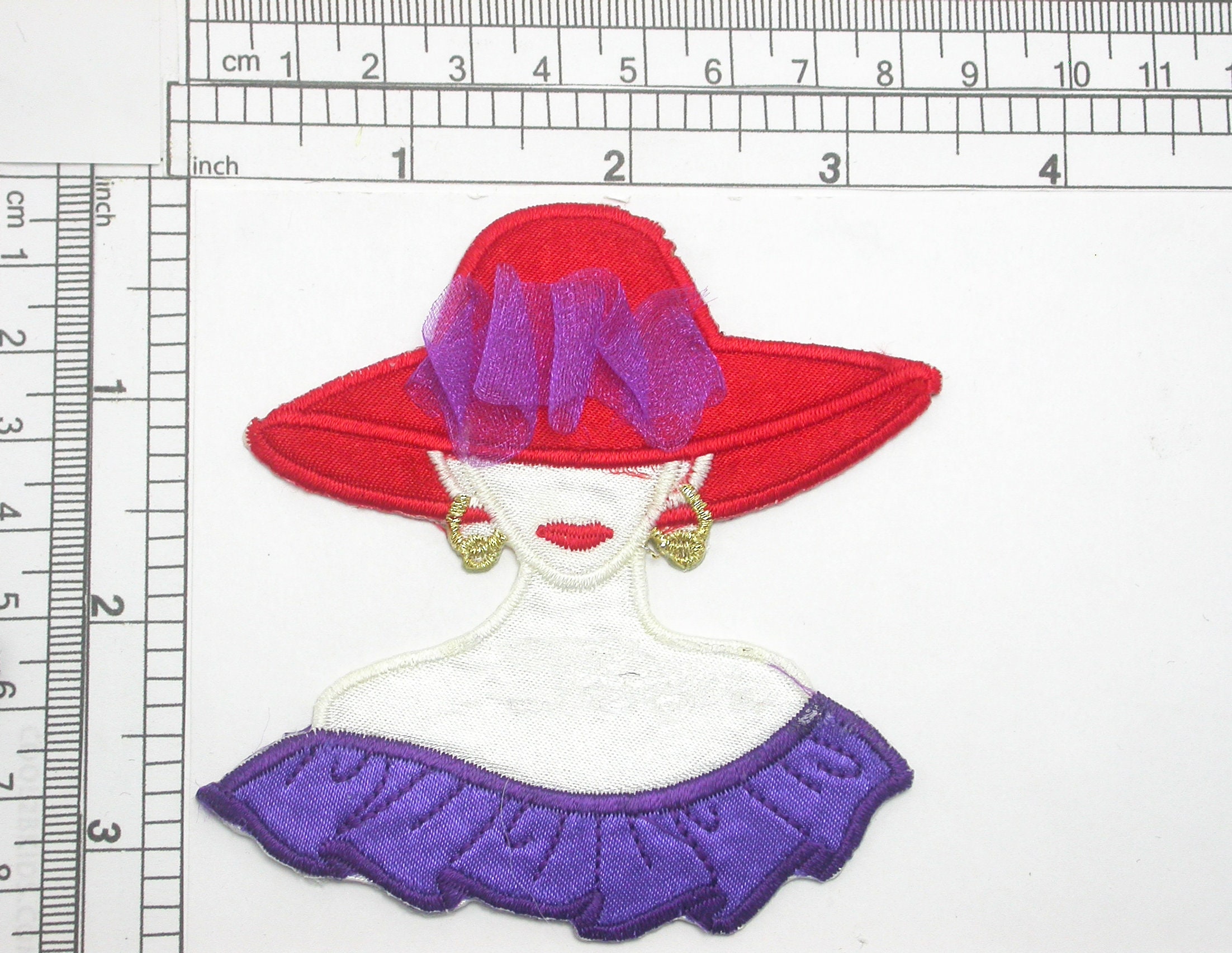 HAT SHOES BAG RED HAT LADY PATCH FLIP FLOPS EMBROIDERED IRON ON APPLIQUE