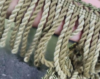 Decorator Bullion Fringe 4" (102mm) High End Priced Per Yard Olive & Sage Green