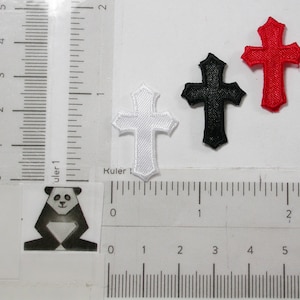 Cross Mini Iron On Applique Satin Measures 1 1/8&quot; X 3/4&quot; 5 Pack