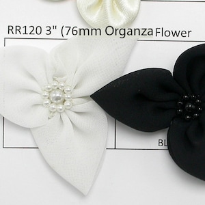 Organza Beaded Flower 3 Pointed Applique 2 1/4&quot; (57mm) Per Piece