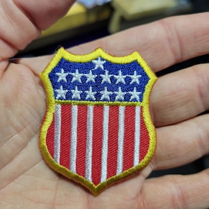 Stars & Stripes Shield Patch - Embroidered Iron-On Applique