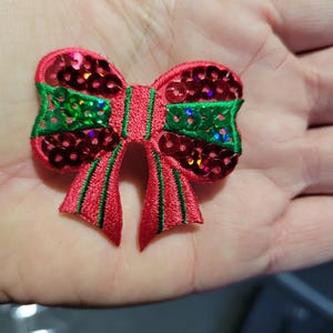 Pailletten Weihnachten Urlaub Bogen Eisen auf Applikation funkelnd!! Misst 2" über x 2" hoch