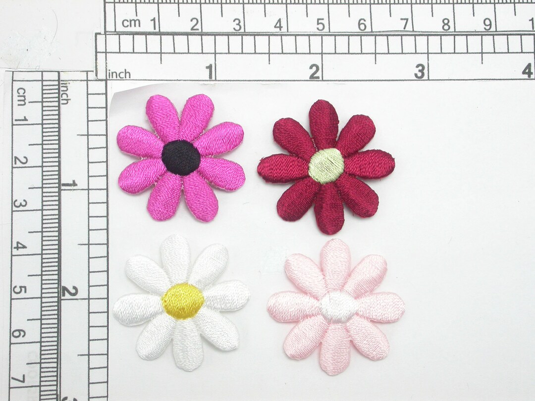 5 X Daisy 1 1/4" Applique Fully Embroidered Iron on Patch - Etsy