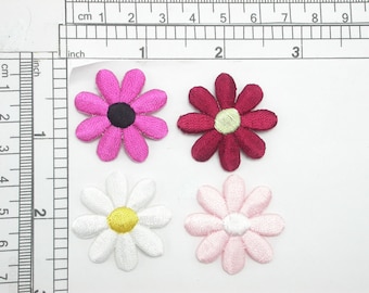 5 x Daisy 1 1/4" Applique Fully Embroidered Iron On Patch