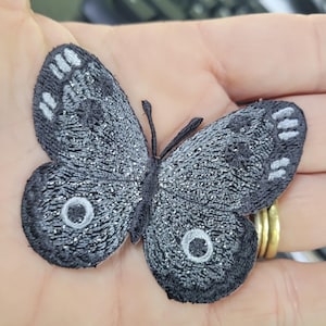 Butterfly 2 1/2" Black and Gray Iron On Applique