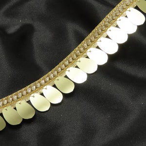 1 3/8 "35mm Oval Paillettenborte Rosegold Glitzer - Meterware für Tanzbekleidung, Sariseide, Nähen von Borten