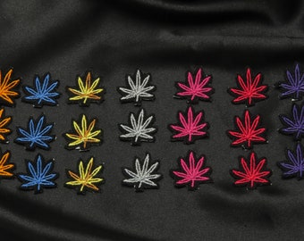 3 x feuille de pot de marijuana fer sur patch applique fer sur patch applique édition limitée couleurs mesure 1 "x 1"