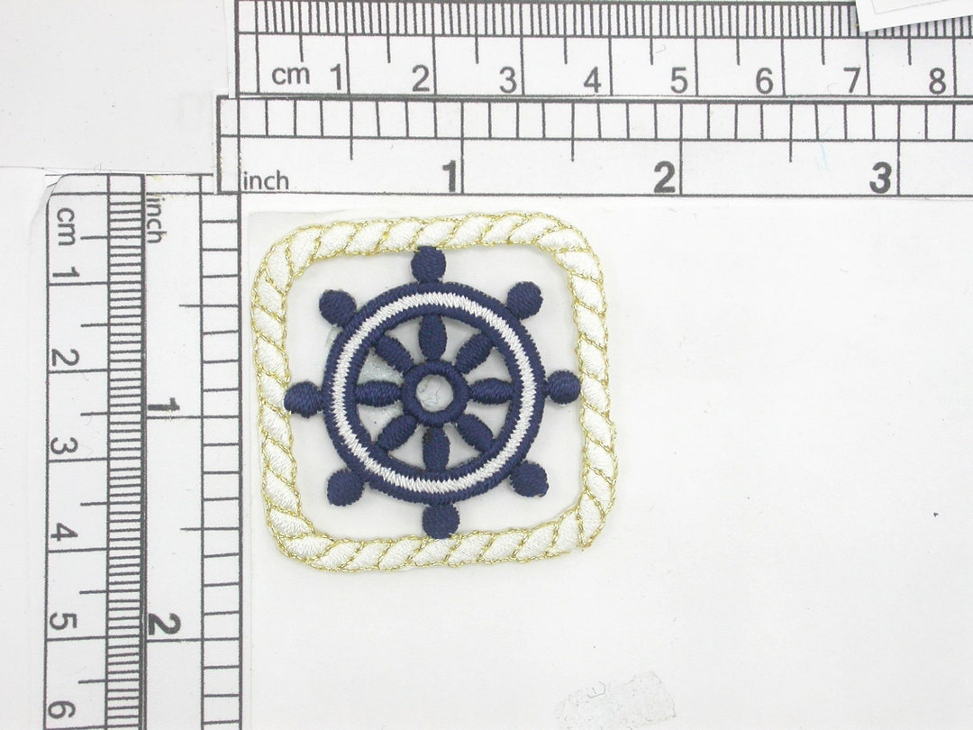 Ships Wheel & Rope Iron on Applique Measures 1 9/16