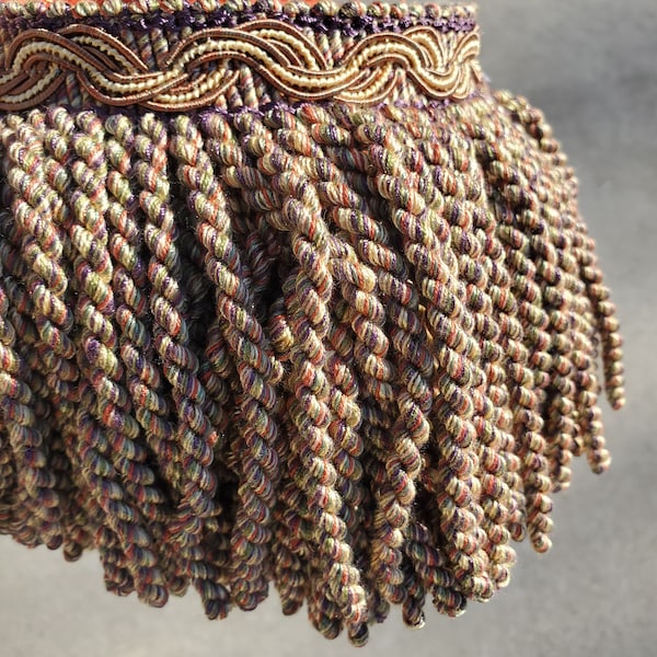 Bullion Fringe 6" (152mm) High End priced Per Yard Brown Rust Heather Purple Green upholstery decorator