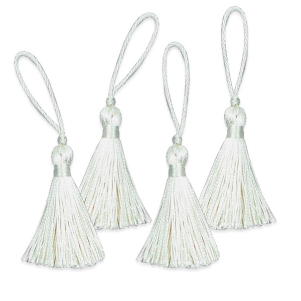 Tassels 2" Drop (50mm)  with Loop Ivory 4 Piece Pack