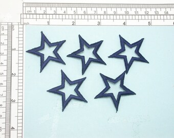 Opstrijkbare geborduurde appliqués met 5 holle sterren – 1 7/8" breed