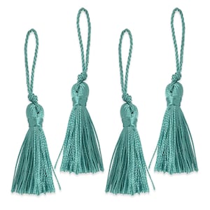 Tassels 2&quot; Drop (50mm)  with Loop Turquoise 4 Piece Pack