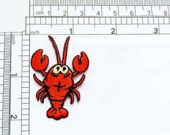 Cute Lobster Applique  Fully Embroidered   SIZE:  1 3/8" X 2"  (35mm x 5Omm)