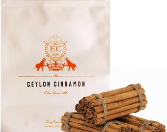 La mejor canela Alba auténtica de Ceilán / Palitos de 5" / Cosecha fresca / Palitos de Cinnamomum zeylanicum (Verum) / Especias de lujo de Sri Lanka