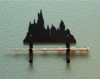 Wand Holder Wizard Castle Silhouette Wall Mounted Display Night Light