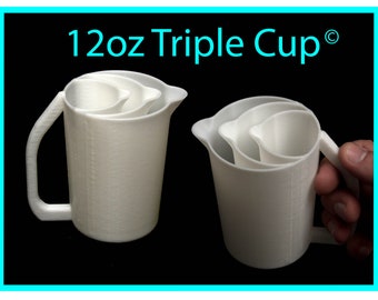 12oz Acrylic Pour Cup - Triple Compartment, Easy Grip, No-Drip Spout