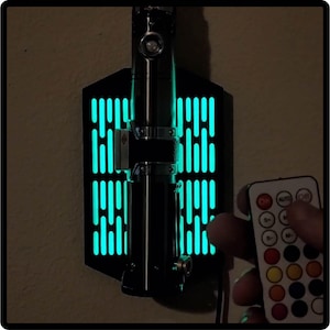 Remote Color Change LED Lightsaber Wall Mount Vertical - Fits all Lightsabers including Savi&#39;s Workshop / Legacy Lightsabers - Stand