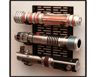 Triple Lightsaber Wall Mount - Fits Savi's Workshop / Legacy Lightsabers - Horizontal Stand - Hilt with Blade