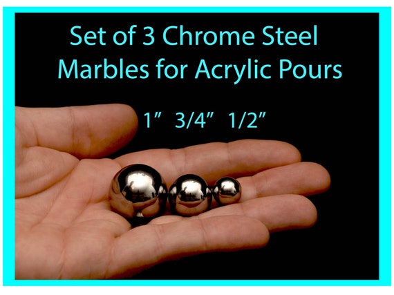 Set of 3 Chrome Steel Marbles for Acrylic Pours