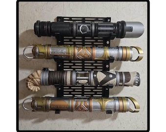 Quad Lightsaber Wall Mount - Fits Savi's Workshop / Legacy Lightsabers - Horizontal Stand - Hilt with Blade