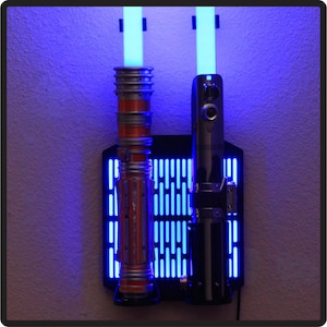 Double LED Lightsaber Wall Mount Stand Vertical - Fits all Lightsabers including Savi&#39;s Workshop / Legacy (Lightsaber not included)
