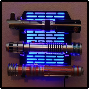 Triple LED Lightsaber Wall Mount Stand Horizontal Fits all Lightsabers including Savi&#39;s Workshop / Legacy (Lightsaber not included)
