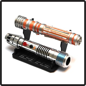 Double Lightsaber Desk Stand - Fits Savi&#39;s Workshop / Legacy Lightsabers - Display Hilts Only without Blades