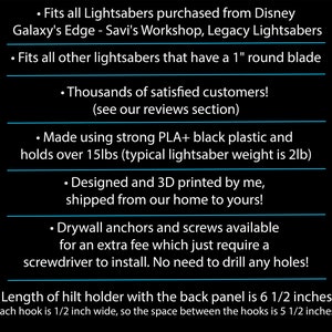 Lightsaber Wall Mount - Vertical Stand - Hilt with Blade image 6