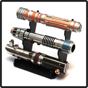 Triple Lightsaber Desk Stand - Fits Savi&#39;s Workshop / Legacy Lightsabers - Display Hilts Only without Blades