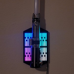 Remote Color Change LED Lightsaber Wall Mount Vertical - Fits all Lightsabers including Savi's Workshop / Legacy Lightsabers - Stand