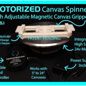 MOTORIZED Canvas Spinner with Adjustable Magnetic Canvas Gripper Lazy Susan