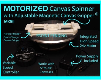 MOTORIZED Canvas Spinner with Adjustable Magnetic Canvas Gripper Lazy Susan