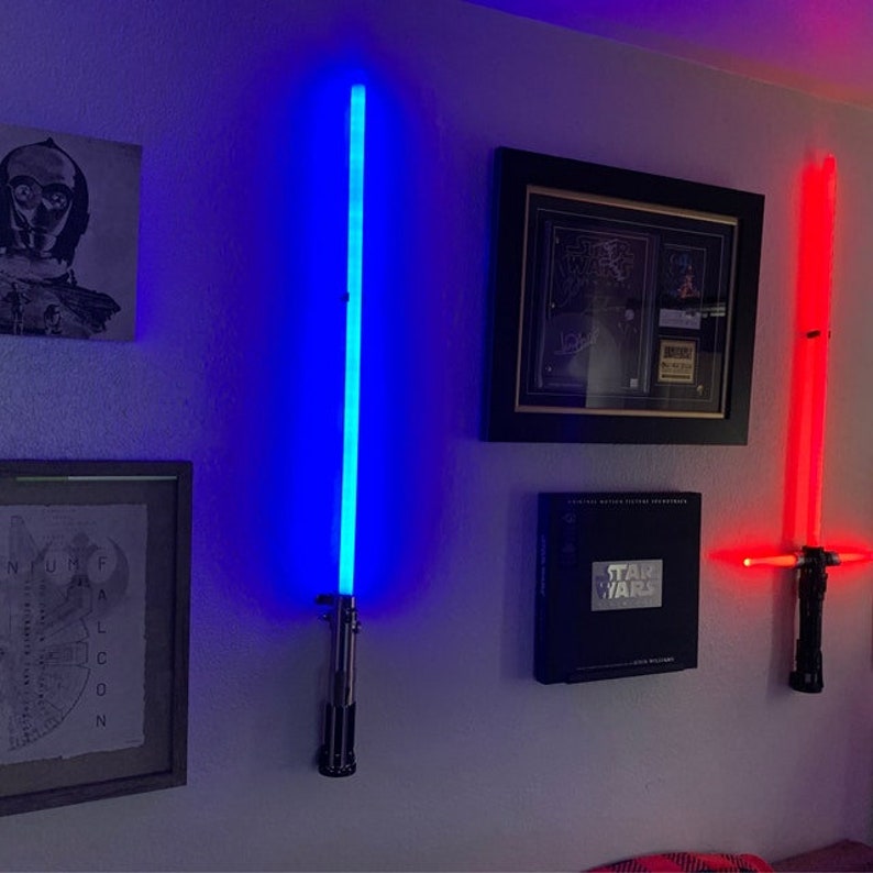 Lightsaber Wall Mount Vertical Stand Hilt With Blade Etsy