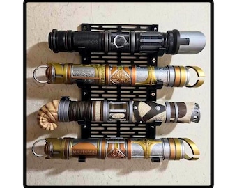 Quad Lightsaber Wall Mount - Fits Savi's Workshop / Legacy Lightsabers - Horizontal Stand - Hilt with Blade