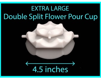 XL Double Split Flower Pour Cup 6 Petal- Reverse Flower Dip - Acrylic Paint Pouring Split Cup