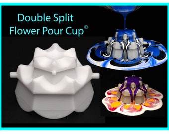 Double Split Flower Pour Cup - Reverse Flower Dip - Peinture acrylique Verser Split Cup