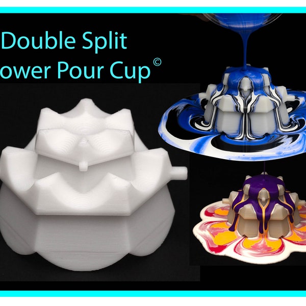 Double Split Flower Pour Cup - Reverse Flower Dip - Acrylfarbe Pouring Split Cup