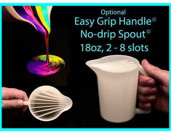 18oz, 2-8 slot Split Cup with Easy Grip Handle© and No-Drip Spout© -  Acrylic Pour Cup with Compartments / Slots