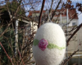 felted egg roses