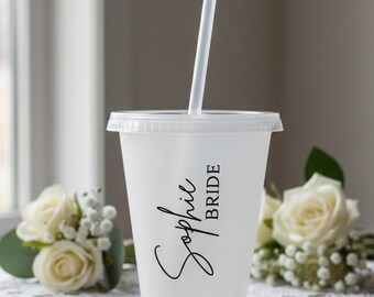 Wedding cup & straw, hen party,  personalised wedding cups