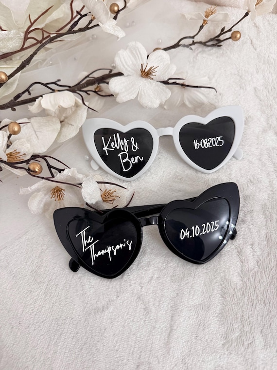 8 Lunettes De Soleil Coeur Avec Marqueur Blanc - Accessoires Fête EVJF DIY Mariage