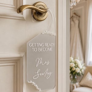 Türschild Hochzeit, Brautzubereitung, Hochzeitsgesteck, Hochzeitstag