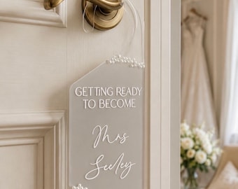 Colgante de puerta para bodas, preparación de la novia, suite nupcial, día de la boda