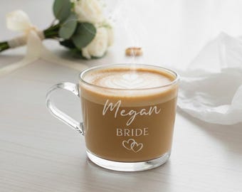Personalized Bridal Glass Mug: Wedding Party Gift